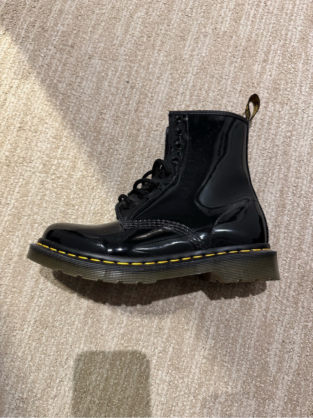 Dr. Martens Black Patent Lace-Up Combat Boots - Picture 3 of 3